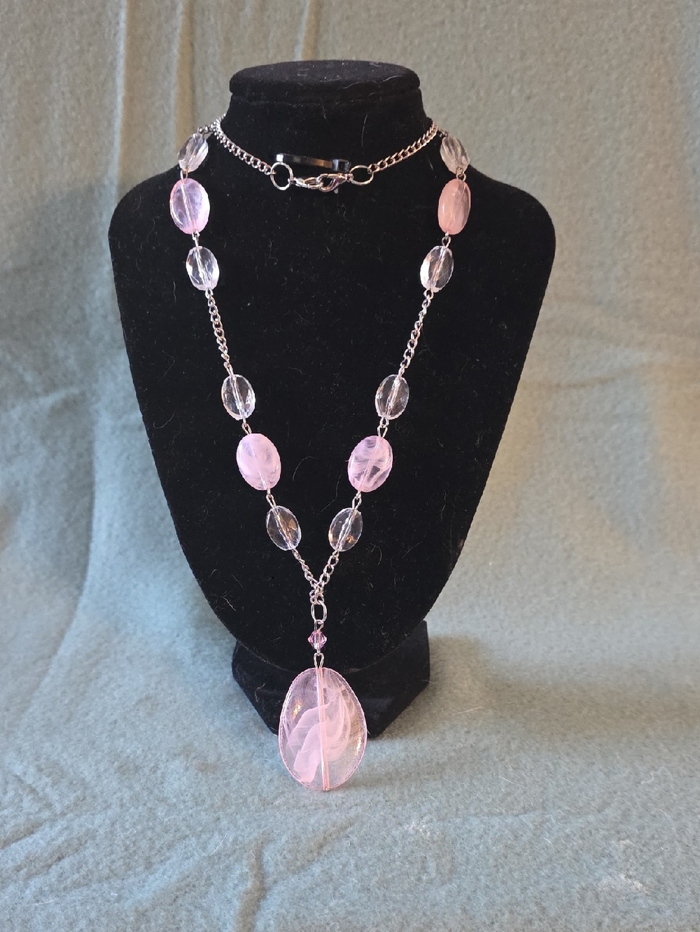 Pink Glass Bead Pendant Necklace - Women's Jewelry